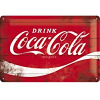 Los mejores  - Nostalgic-Art Coca Cola Logo Red Wave Placa Decorativa- Metal- Rojo y Blanco- 20 x 30 cm